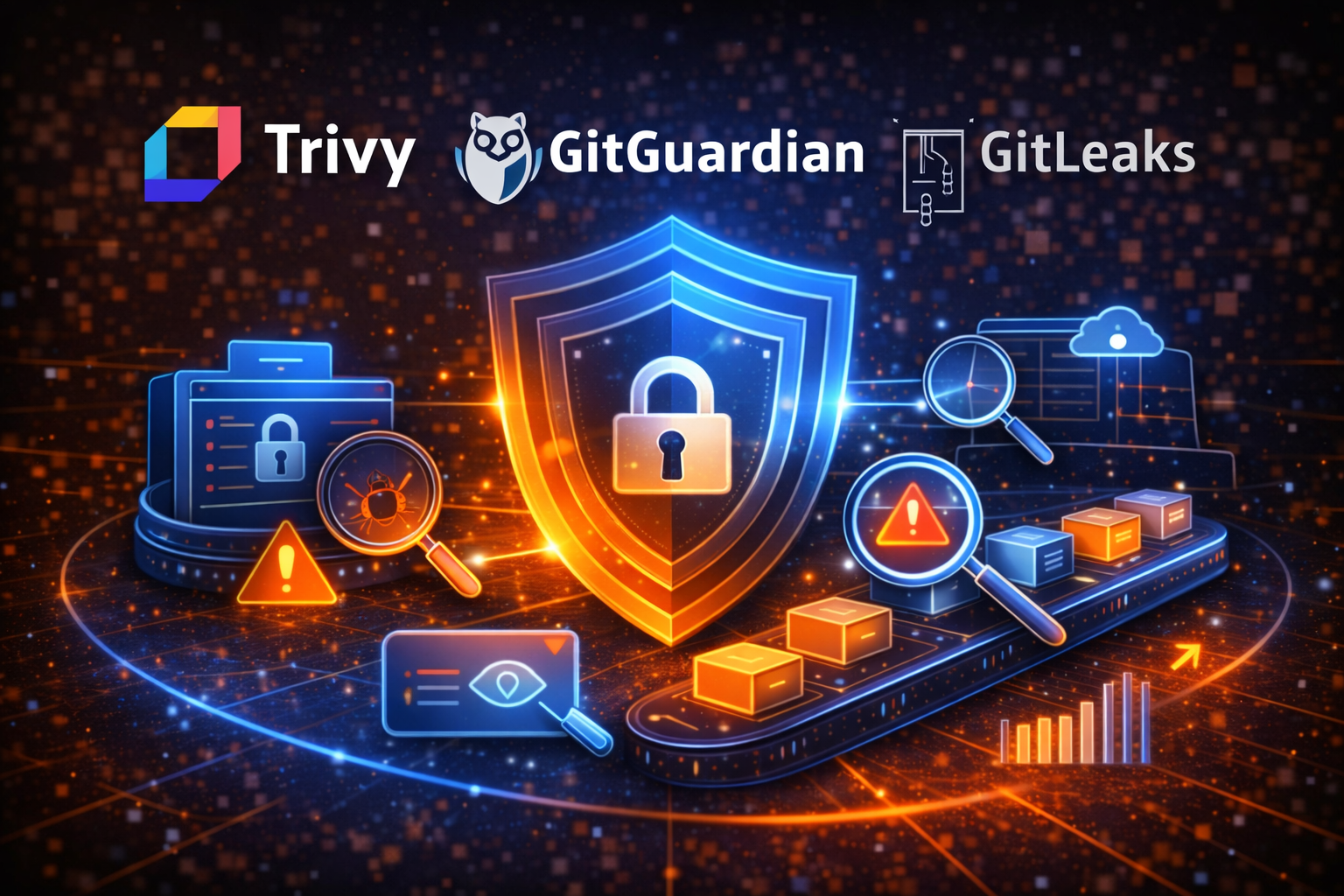 セキュリティ：Trivy、GitGuardian 等